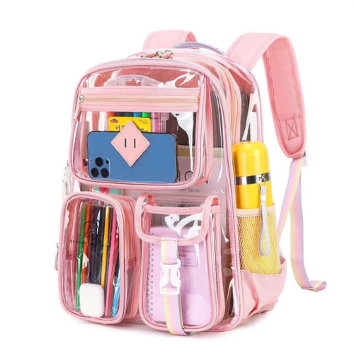 Clear Backpack PVC School Bookbag for Kids, College Students, & Adults